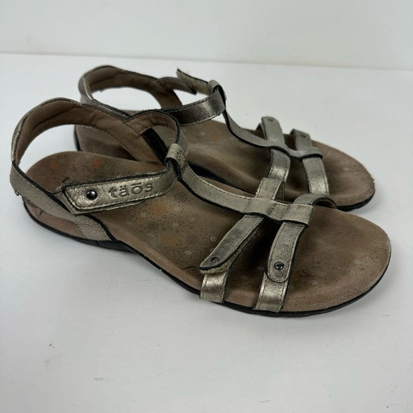 Taos Leather Open Toe Sandals Summer Comfort Shoes gold silver brown - Picture 1 of 5